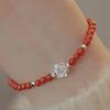 Pulsera de Loto de Plata Esterlina S925 para Mujer Pulsera de Ágata Roja del Sur Natural Nicho Lujo Ligero Gama Alta Pulsera de Estilo Chino Nuevo