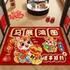 2026 Año del Caballo Dibujo Animado Puerta Roja Terciopelo de Cristal Felpudo Felpudo de Entrada Año del Caballo Buena Suerte Felpudo Publicitario