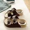 Exquisitas y Duraderas Chanclas de Verano para Mujer Estilo Coreano Versátiles de Doble Correa con Suela Gruesa de EVA Calzado Casual para Exteriores de una Sola Correa para la Playa