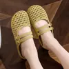 Mules de verano para mujer con punta abierta para uso en exteriores, suela suave, transpirables, impermeables, moda de playa, casual, pantuflas resistentes al desgaste