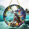 Letrero Colgante de Disco Plano Acrílico Creativo Transfronterizo con Imagen de Princesa Fantasía Cuento de Hadas Belleza, Decoración de Ventana Atrapasoles, Letrero de Porche