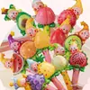 Nuevos y adorables globos de foil de peluche con forma de estrella de dibujos animados y temática de frutas, perfectos como accesorios para fotos de cumpleaños infantiles