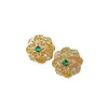 Novos Brincos de Ouro com Filigrana e Zircônia Estilo Chinês para Mulheres Design Retro de Nicho Brincos de Tarraxa Únicos Toque de Luxo Leve Joia de Orelha de Alto Padrão