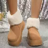 Botas de Nieve con Suela Gruesa que Aumentan la Altura, Cuello de Piel, para Mujer, Invierno 2026, Nuevos Zapatos de Algodón Gruesos y Elegantes, Botines