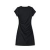 Vestido Corto de Manga Corta con Pliegues en el Hombro Derecho y Cuello Redondo Estilo Retro Americano para Mujer Europeo y Americano Sexy Elástico Ajustado Color Sólido Falda Corta que se Adapta a la Cadera