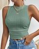 Comercio Exterior Amazon Temu 2024 Moda Femenina Europea y Americana Crop Top Top de Malla Jacquard de Cuello Alto Sexy
