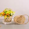 Embalagem de Presente Portátil Cesto de Flores Pequeno de Bambu Tecido à Mão Cesto de Vime para Armazenamento Vaso de Flores Portátil Cesto para Arranjo de Flores Frescas