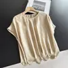Blusa de Jacquard de Seda 2026 con Dobladillo de Borlas, Camiseta sin Mangas al por Mayor H06Ht0032