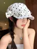 Boina de Lunares con Lazo, Estilo Ligero de Verano, Gorra Plana tipo Pato para Adelgazar el Rostro, Gorra de Periodista con Protección Solar