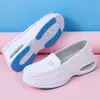 Sapatos de enfermeira com almofada de ar femininos quatro estações couro sola grossa antiderrapante sola macia respirável trabalho sapatos médicos femininos uma geração de cabelo