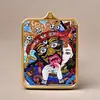 Pingente Thangka do Tibete Zakilam Quadrado Liga de Aço Titânio Dourado Várias Cores Padrões Dourados Podem Ser Escolhidos Direto da Fábrica