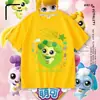 Camiseta Manga Curta Fofa e Adorável para Meninas, Top de Algodão Puro Desenho Animado em Formato de Coração Fofo, Camiseta Básica de Verão para Menininhas