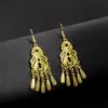 Pendientes de Borla y Cascabel Europeos y Americanos, Colgantes de Hoja Bohemios, Pendientes de Zona de Mercado Nocturno, Pendientes de Estilo Étnico de Pavo Real para Mujer