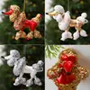 Decoración navideña adorno mini poodle colgante para árbol de Navidad ambiente festivo bola con forma decoración de ventana adorno colgante