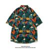Camisa de manga corta estilo Hong Kong para hombre y mujer, camisa hawaiana holgada de verano con estampado floral de media manga para playa.