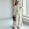 Conjunto de Top Básico de Punto de Cuello Alto Estilo Coreano Nuevo para Otoño/Invierno para Niñas Mayores, Conjunto de Falda y Pantalones de Pierna Ancha