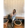 Jeans Rotos 9Hour High Street para Mujer Verano 2025 Nuevo Ins Sueltos Pierna Ancha Pantalones de Piso 90538