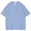 Camiseta de Manga Corta Gruesa Estilo Japonés de Algodón Puro 260g para Hombres y Mujeres, Corte Holgado, Color Sólido de Verano, Manga Media, Camiseta Básica Casual Simple