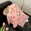 2024 Novo Verão Estilo Pastoral Flor Faixa de Cabelo Lenço de Seda Feminino Fita Protetora Solar Lenço Triângulo Sem Alças Lenço Quadrado Pequeno