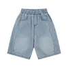 DK Ropa Infantil 26 Verano Retro Japonés Niños Niñas Lavados Shorts Vaqueros de Cinco Puntos Ropa Casual para Niños y Padres