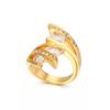 Anillo retro exagerado para mujer, venta al por mayor, de acero inoxidable chapado en oro de 18 quilates con micro incrustaciones de circonita, estilo europeo y americano.