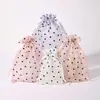 Bolsas de Malla Pequeñas con Corazones Aterciopelados Personalizadas, Bolsas de Organza con Cordón de Lujo Ligero, Bolsas de Almacenamiento para Empaquetado de Regalos de Dulces de Boda