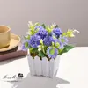 10 pequenos cercados de rosa bonsai flores artificiais criativas ornamentos de decoração para casa estúdio planta verde artificial planta em vaso de simulação
