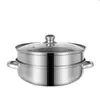 Vaporizador de Sopa de Doble Capa de Acero Inoxidable Gran Capacidad Multifuncional de Múltiples Capas Vaporizador de Tres Capas Olla Caliente Olla para Sopa Doméstica 28cm Dropshipping