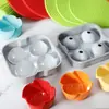 Venta al por mayor de fábrica molde de silicona para cubitos de hielo de 4 orificios molde de silicona para bola de hielo de 4 piezas molde de silicona para hockey sobre hielo fácil de desmoldar