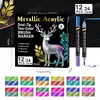 Bolígrafos Metálicos Coloridos de Doble Punta y Doble Color con Puntas Suaves, Marcadores de Color Metálico para Dibujo Artístico, Bolígrafos Base Agua Multicolores para DIY
