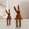 Adornos de Conejo de Gama Alta Postura Sentada Afelpada Escritorio Hogar Mueble de TV Escritorio Atmósfera Adornos de Decoración Suave