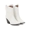Botas de cuero de punta fina hasta la pantorrilla para otoño e invierno, estilo slip-on ligero, disponibles en tallas grandes, nuevas y versátiles botas Martin de color liso para mujer