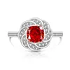 Anel Coroa de Flores Cortadas Coloridas para Mulheres, Venda Quente ao Vivo, com Brilhante Diamante de Alto Carbono, Padparadscha, Joias Personalizadas da Moda