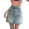 Falda Vaquera Retro para Mujer 2025 Nueva Verano Cintura Alta Deshilachada Falda Línea A Falda Corta Caliente Americana para Personas Bajas
