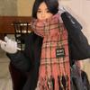 Bufanda de mujer para otoño e invierno con estampado de espiga, cálida y gruesa, de punto, para parejas, chal de mohair a cuadros estilo coreano, combinable con todo.