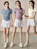 Ropa de Yoga para Mujer, Tops de Fitness para Entrenamiento de Pilates de Verano, Conjuntos Deportivos de Running de Alta Gama, Camisetas de Manga Corta para mm Gordos