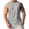 Europeo y Americano Transfronterizo Nuevo Verano para Hombre Chaleco de Hombro Ancho Color Sólido Deportivo Lateral Abertura Grande Chaleco Holgado sin Mangas