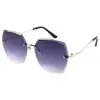 Nuevas Gafas de Sol de Moda con Color Degradado Montura Grande Borde Cortado Gafas de Sol Grandes para Cara Ancha Adelgazantes Modernas Sin Montura Gafas de Sol para Mujer