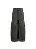 Pantalones de Trabajo Rectos Desestructurados con Parches Estilo Americano de la Marca de Moda Nanxia para Hombre, Pantalones Anchos Versátiles de Moda Vintage Sueltos
