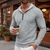 2026 Sudaderas con Capucha de Waffle para Hombre de Amazon Transfronterizo Camiseta de Manga Larga Holgada Vintage Camisa Henley Sudadera Casual
