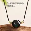 Pingente de Obsidiana Genuína para Boa Sorte, Colar de Contas da Sorte Benmingnian para Homens e Mulheres, Pingente Estilo Casal, Presente de Cristal