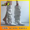 Botas Altas de Lujo Americanas con Pliegues, Tendencia, Temperamento, para Mujer, Estilo Nuevo 2026, Color Marrón, para Ir al Trabajo, Más Vendidas