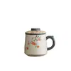 Separador de Chá Infusor Copo Ruyi de Caqui Copo para Escritório Casa com Tampa Caneca de Grande Capacidade Copo de Água Cerâmico