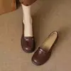 Zapatos de mujer de tacón alto gruesos de cuero suave, corte bajo, nuevos zapatos Mary Jane otoño 2026, punta redonda, zapatos slip-on retro franceses