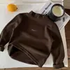 Camiseta base de cuello alto para niños, nuevo estilo otoño/invierno, ropa infantil estilo coreano, forrada de polar, camiseta de manga larga versátil para niños y niñas