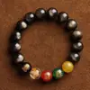 Taobao Venda Quente Pulseira de Obsidiana Contas de Obsidiana Dourada Pulseira da Fortuna dos Cinco Deuses da Riqueza Masculina Presente Feminino Atacado
