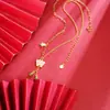 Colar de ouro de areia do Vietnã esmalte gota de óleo borboleta tulipa franja corrente clavícula retrô longa duração sem desbotar primeira joia