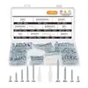 Transfronteiriço 230 Peças/Caixa Sistema Imperial # 6 # 8 Aço Carbono Galvanizado Cabeça Chata Cruzada Kit de Parafusos Autoatarraxantes Xiaobaoyu