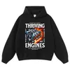 Moletom com Estampa de Corrida e Texto em Inglês, Moletom Pulôver Oversized Vintage Estilo Americano Lavado, Moletom Casual Atacado