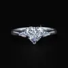 Anillo de Moissanita Corazón de 1 Quilate Color D para Mujer Lujo Gama Alta Plata de Ley S925 Anillo de Compromiso para Boda Regalo